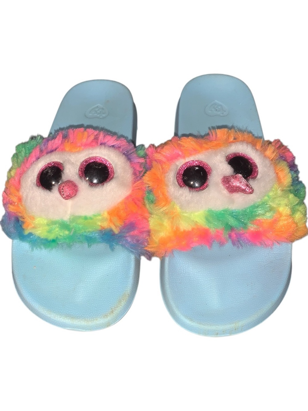 TY Brand Girls Slippers/Slides Owen the Owl Sequined Size Child USA 4/6